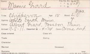 Mamie Giard Student Information Card