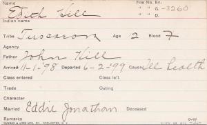Edith Hill Student Information Card
