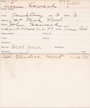 Lizzie Howard Student Information Card