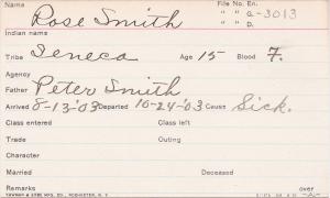 Rose Smith Student Information Card