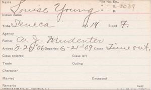 Louise Young Student Information Card