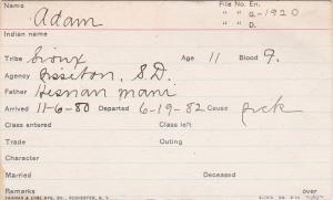 Adam (First Born) Student Information Card