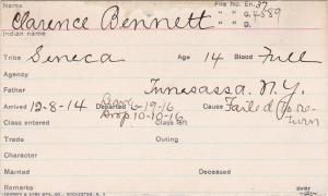 Clarence Bennett Student Information Card