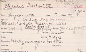 Charles Cadotte Student Information Card