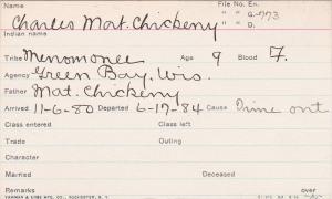 Charles Mat Chickeny Student Information Card