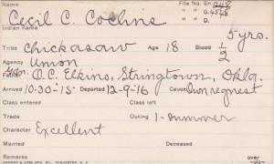 Cecil Collins Student Information Card