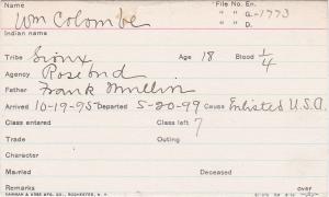 William Colombe Student Information Card