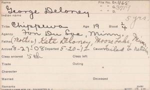 George Deloney Student Information Card