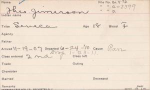 Theodore Jimerson Student Information Card