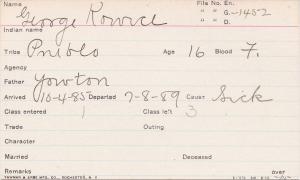 George Kowice Student Information Card
