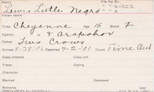 Lewis Little Negro Student Information Card