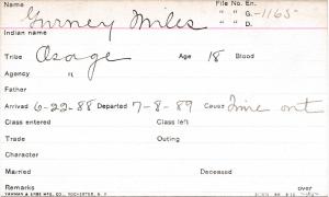 Gurney Miles Student Information Card