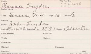 Clarence Snyder Student Information Card