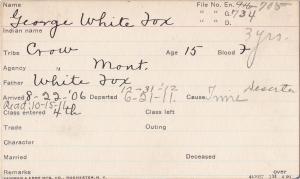 George White Fox Student Information Card