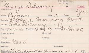 George Delaney Student Information Card