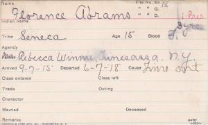 Florence Abrams Student Information Card