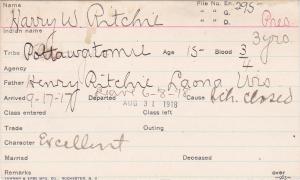 Harry W. Ritchie Student Information Card