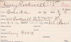 Henry Rockwell Student Information Card