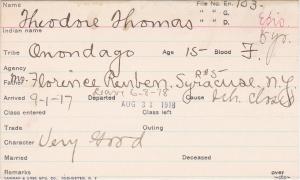 Theodore Thomas Student Information Card