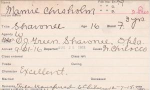 Mamie Chisholm Student Information Card