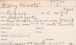 Mary Choate Student Information Card