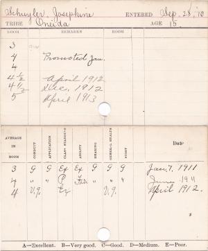 Josephine Schuyler Progress Card