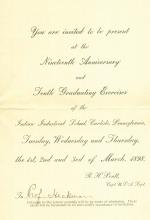 1898 Commencement Invitation and Brief Program