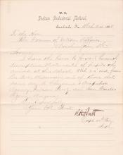 Cover Letter Forwarding Descriptive List of Students for March 23, 1888