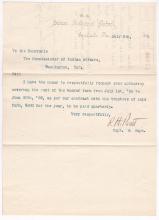 Request to Pay the Rent on the Hocker Farm for the 1899 Fiscal Year