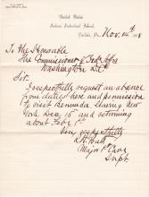 Richard Henry Pratt's Request for Leave of Absence to visit Bermuda