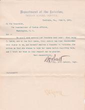 Daisy C. Laird's Request for Leave of Absence before Becoming Teacher at Carlisle
