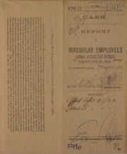 Report of Irregular Employees, March 1902