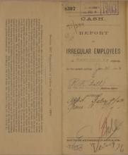 Report of Irregular Employees, January 1903