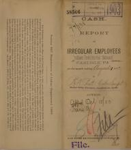 Report of Irregular Employees, August 1903