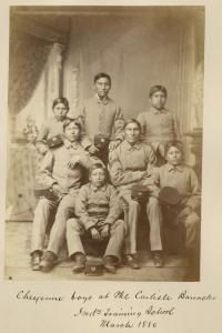 Seven male Cheyenne students [version 2], 1880