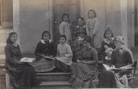 Female students posed on steps [version 2], c.1885
