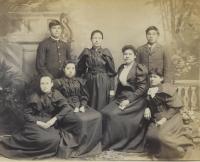 Five female students and two male students, c.1894