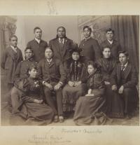 Quanah Parker and Lone Wolf with a group of students [version 2], 1894 