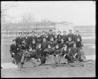 Twenty-five students on the school grounds, c.1890