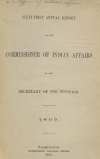 Excerpt from Annual Report of the Commissioner of Indian Affairs, 1892