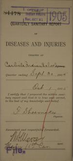 Quarterly Sanitary Report of Diseases and Injuries, September 1905