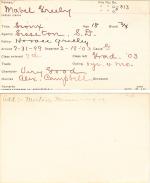 Mabel Greely Student Information Card