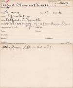 Alfred Clement Smith Student Information Card