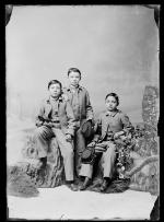 Three young male students in uniform, c.1884