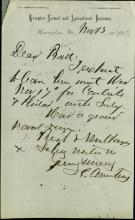 Armstrong Informs Pratt of Expected Arrival Date, 1880