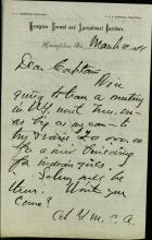 Armstrong Invites Pratt to Fundraising Event, 1881