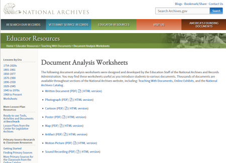 Document Analysis Worksheets