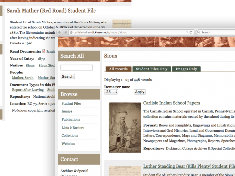 Example screenshots showing Sioux nation tag and view page with tabs