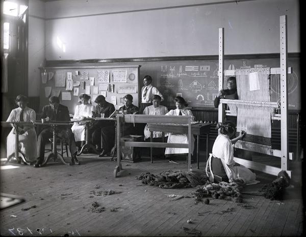 Students Working in a Weaving Studio [version 1], c. 1910