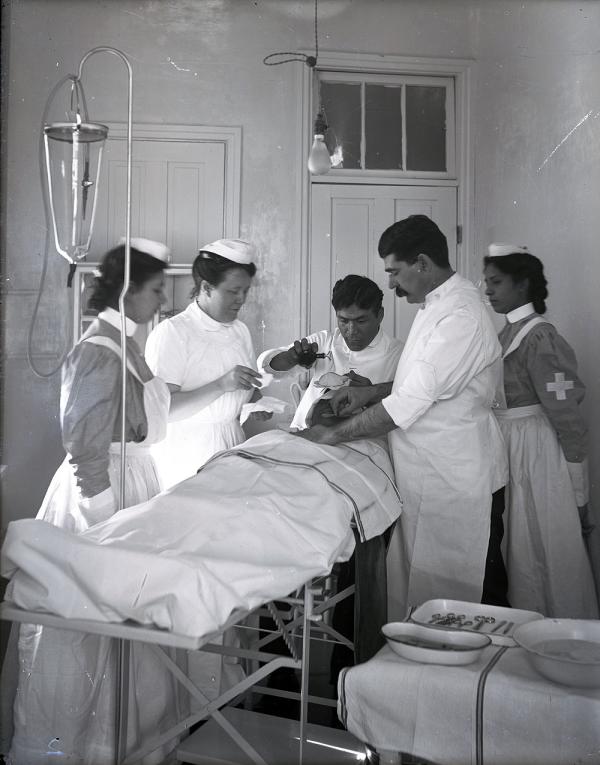 Surgical Nurse Training in School Hospital [pose 2], c. 1908